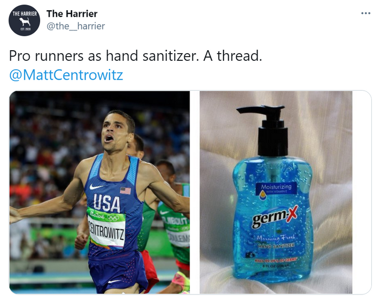 Runners as hand sanitizer